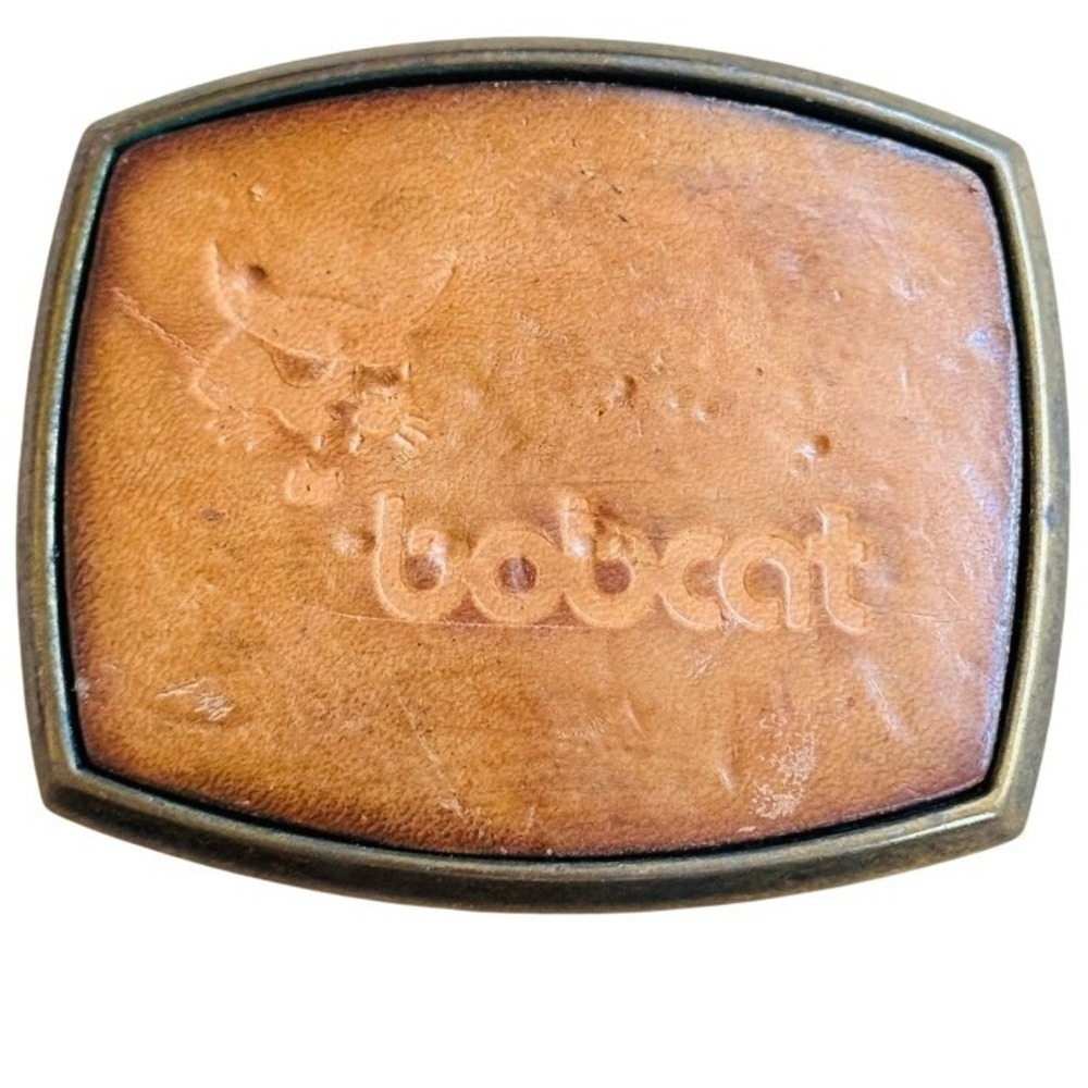 Vintage El Cid Bobcat belt buckle‎ Leather brass Rare